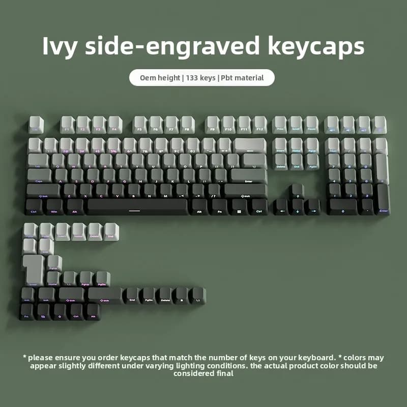 Keycaps Ivy Gradient 134 tasti, stampa laterale, retroilluminati, bicolore, in PBT, profilo OEM per tastiera meccanica