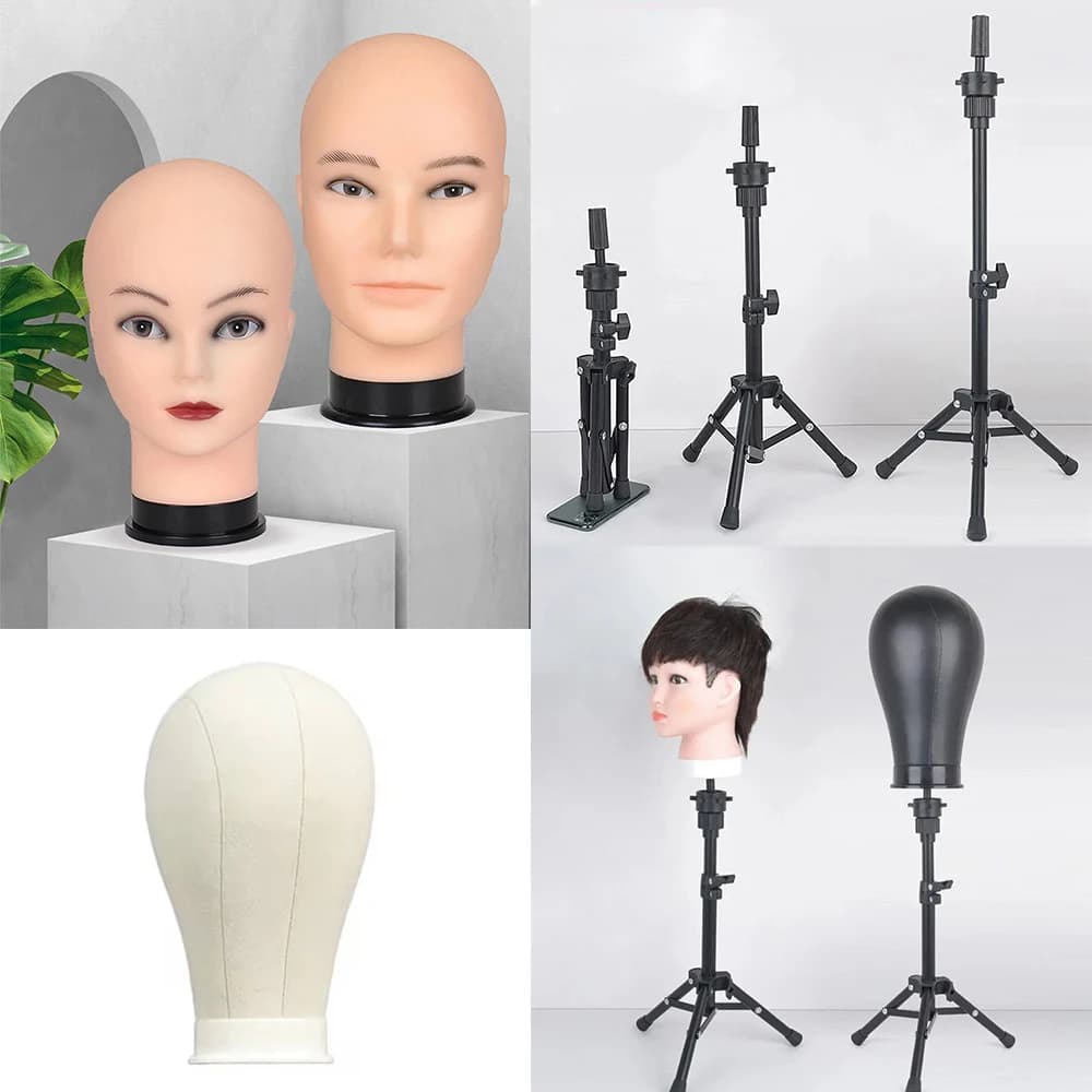 tripod for dummy head, canvas head mould, head braiding support for head braiding Tripod for wig with head model support