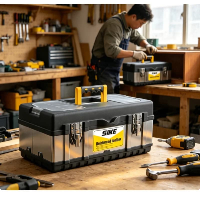 Portable Double Layer Hardware Tool Box, Stainless Steel & Plastic Thickened Drop Proof Multifunctional Household Storage Box