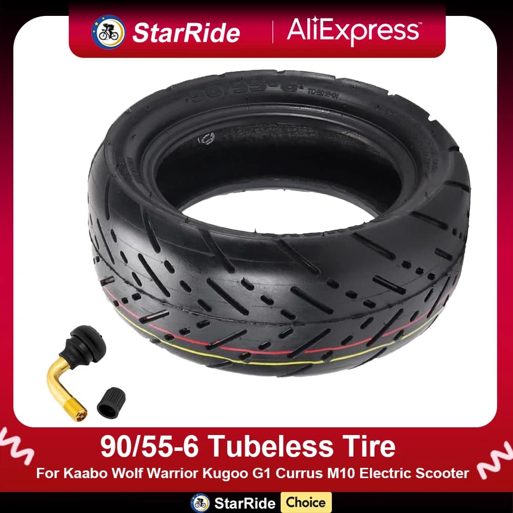 90/55-6 Tubeless Tire with Valves for Dualtron Thunder Kaabo Wolf Warrior Kugoo G1 Currus M10 Electric Scooter Parts Vacuum Tyre