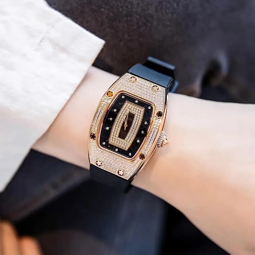 2025 New Women's Fashion Luxury Tonneau Women's Watch Crystal Silicone Jelly Quartz Watch Gift Relogio Women's Wrist Watch