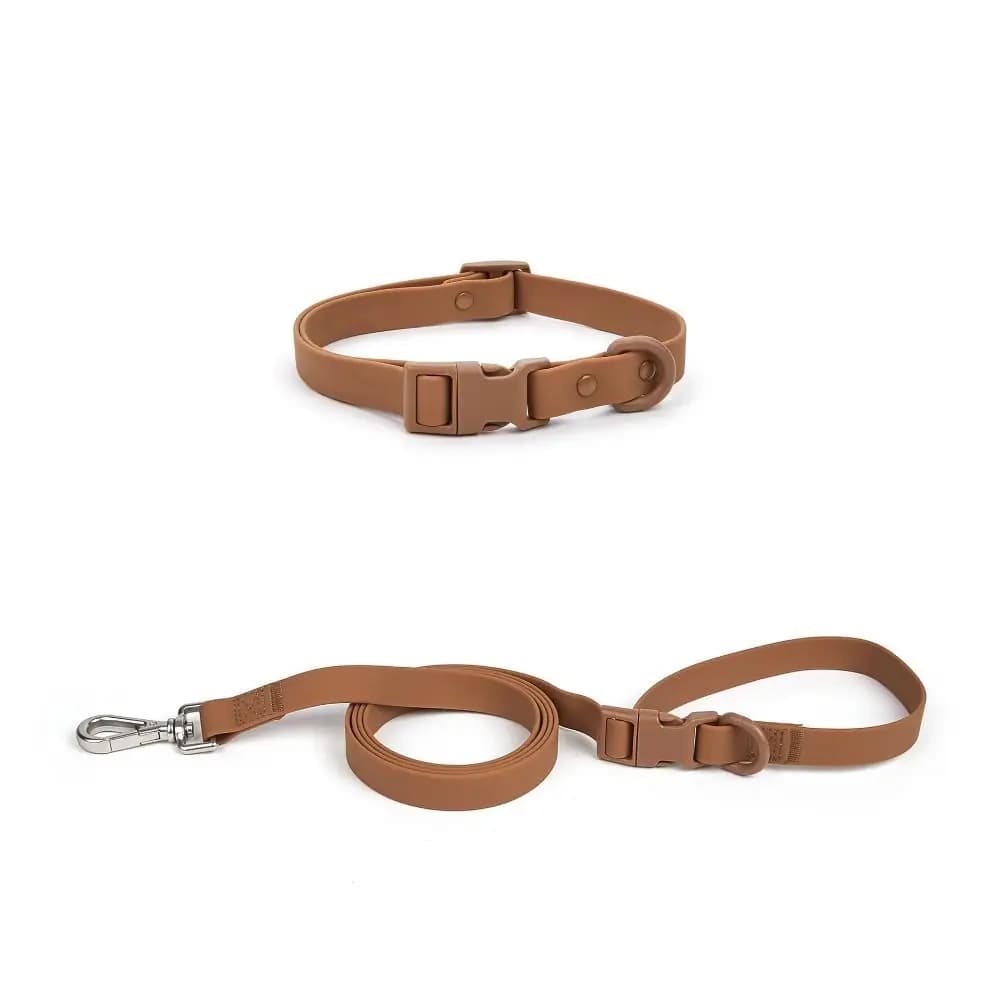 Set Collare e Guinzaglio Regolabile per Cani, in Tessuto Elastico Impermeabile in PVC, Anti-Odore, Resistente allo Sporco, Morbido, per Cani e Gatti