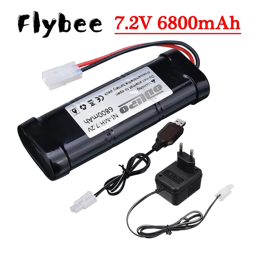 Batteria RC sostitutiva NiMH da 7,2 V 6800 mAh con connettore di scarico Tamiya per giocattoli RC Auto da corsa Barca Aerei
