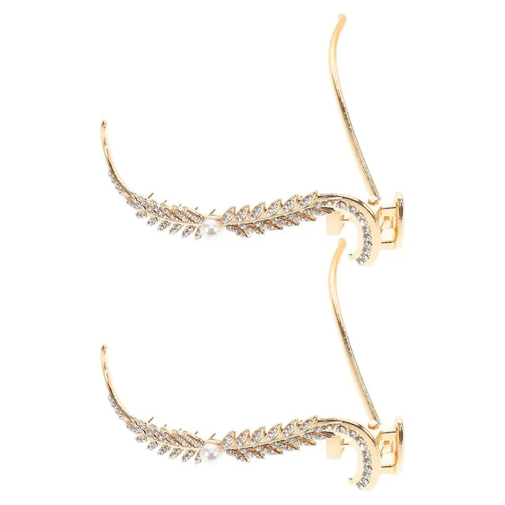 2 fermagli per capelli eleganti a spiga di grano con strass e perle in lega, accessori per capelli da donna per acconciature da sposa, fermagli da donna