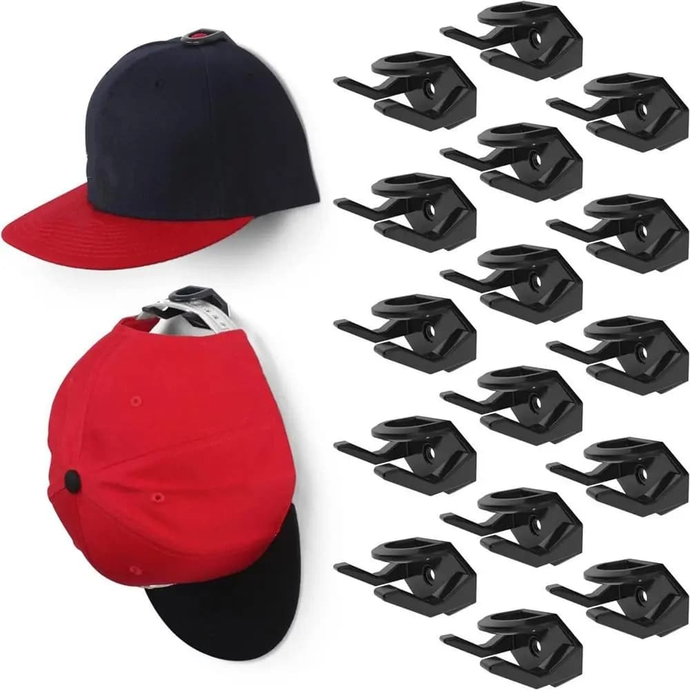 10 Pezzi Ganci Espositivi in Plastica per Cappelli, Montaggio a Parete Autoadesivo, Porta Cappelli da Baseball Salvaspazio
