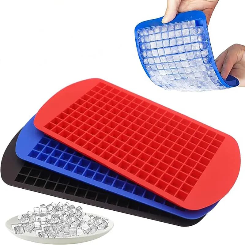 Stampo per Ghiaccio in Silicone Mini da 160 Cubetti, Pieghevole, Salvaspazio, per Whisky e Cocktail