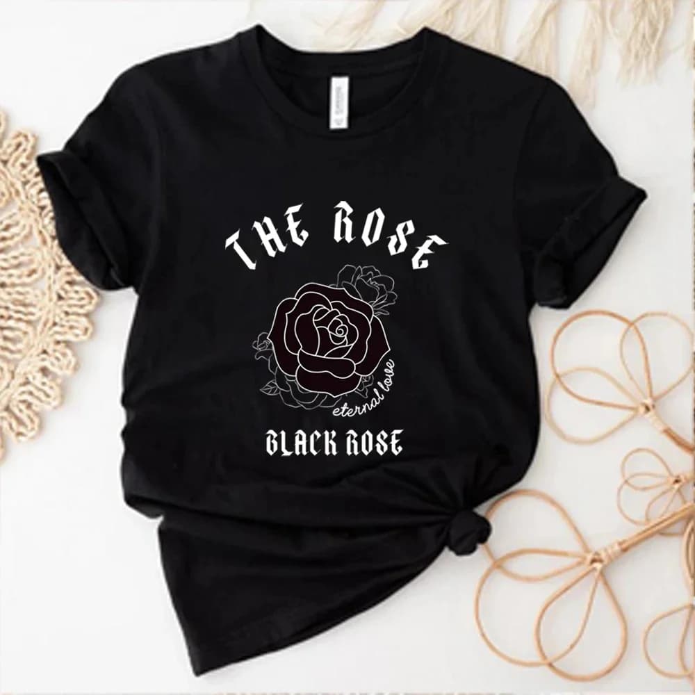 Retro The Rose Kpop Camicie Kpop Camicia da concerto K-pop Tees Coreano Rock Top Y2k Top Black Rose Regalo Unisex Maniche corte Top 70208