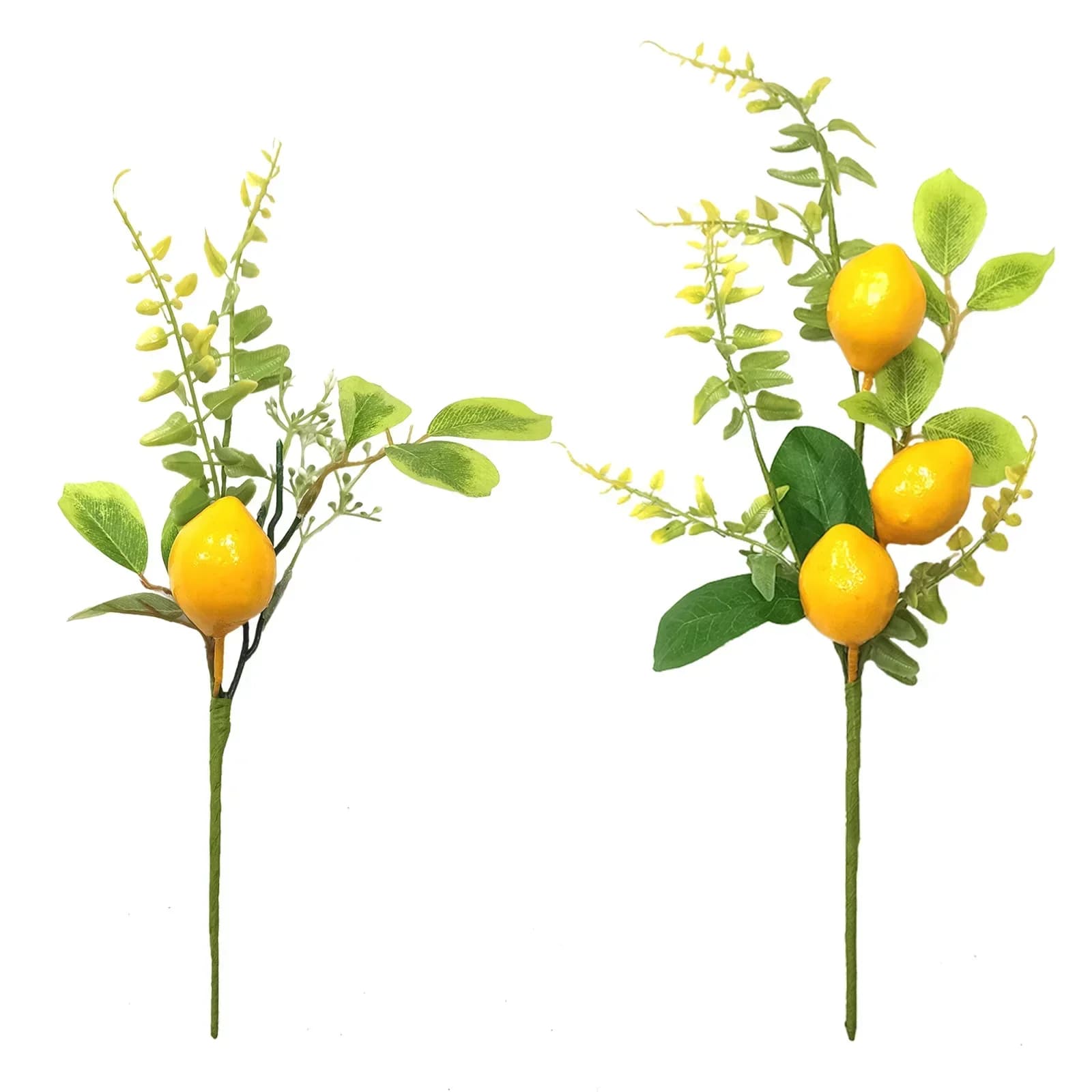 Artificial lemon copper simulation vivid yellow lemon stem with leaf green garden folding plant flower kitchen decorations for the house