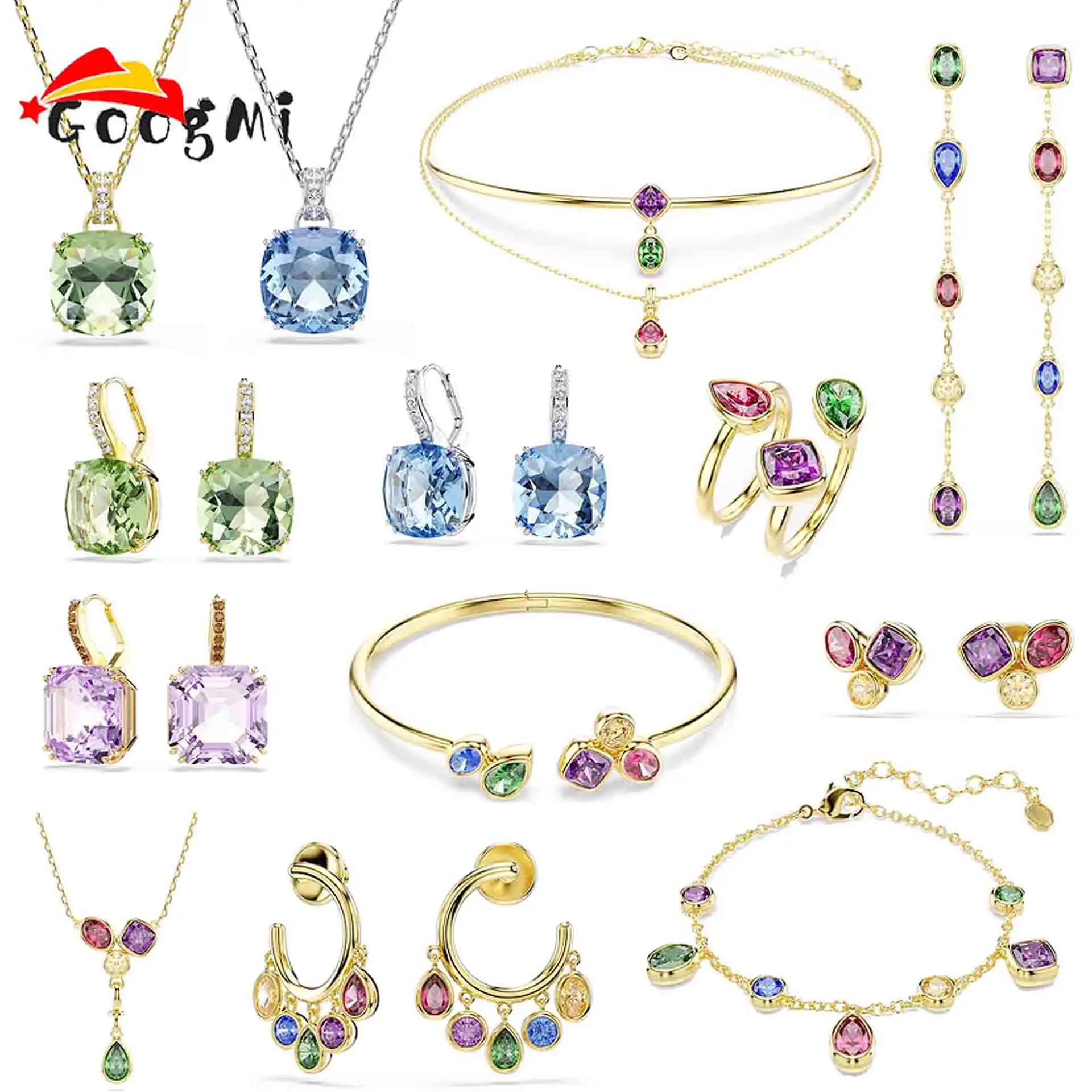 Dazzling High end Jewelry Set Fashionable Women's High end Cutting Crystal Necklace Bracelet Earrings Ring