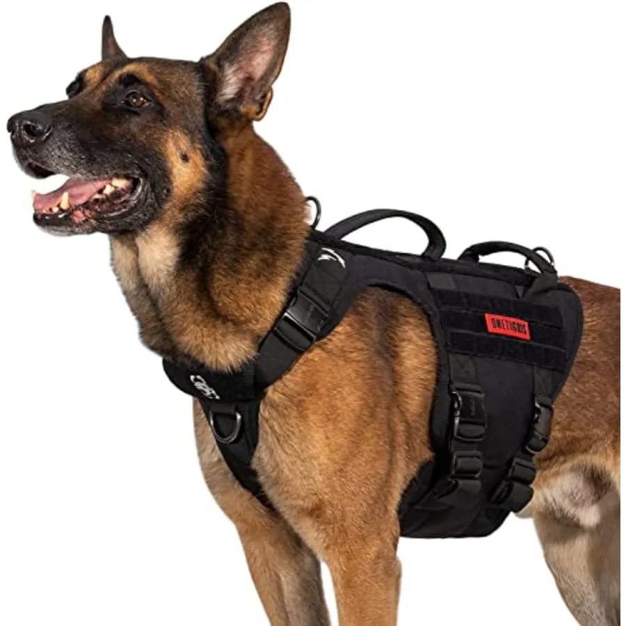 Imbracatura Tattica per Cani di Taglia Grande con 5 Fibbie Metalliche, Gilet Anti-Trazione per Cani da Servizio con Pannelli a Strappo, Imbracatura Militare Resistente per Cani