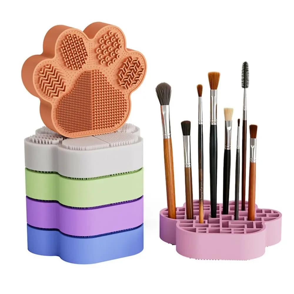 Tool for cleaning brushes for makeup 2 in 1 Cartoon Cat Zamp Multicolor Exhibitor Shelf for drying multifunctional silicone brushes