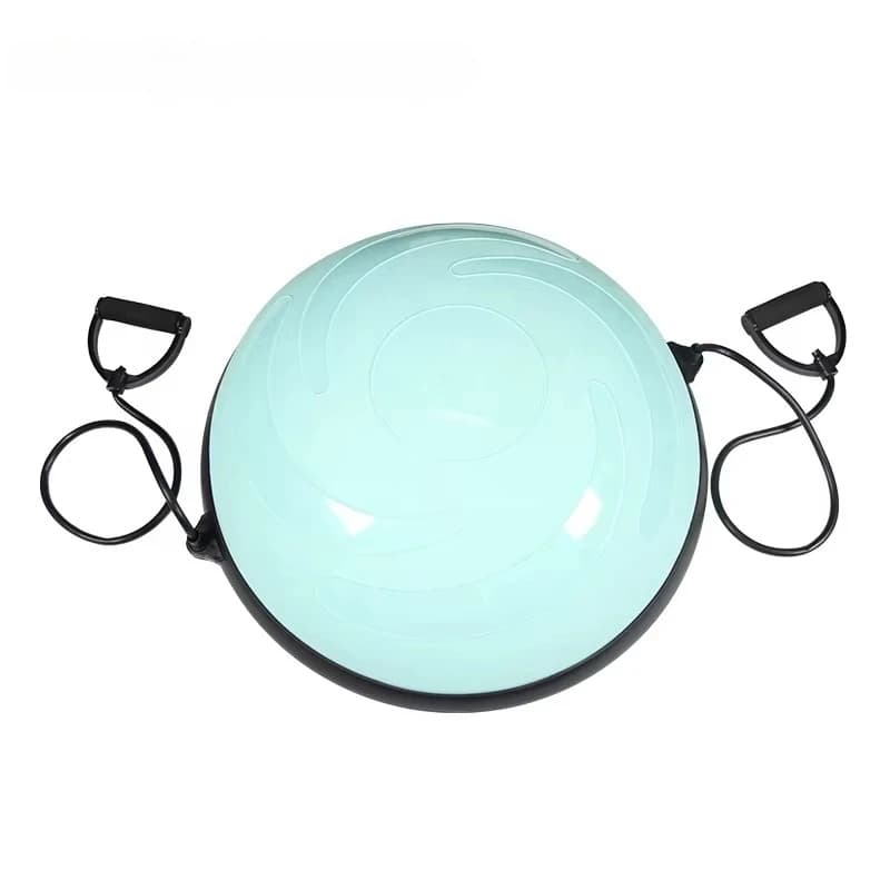 Pvc balance ball with logo with resistance band and balance pump Half flat ball for Pilates Balance Yoga Trainer Training