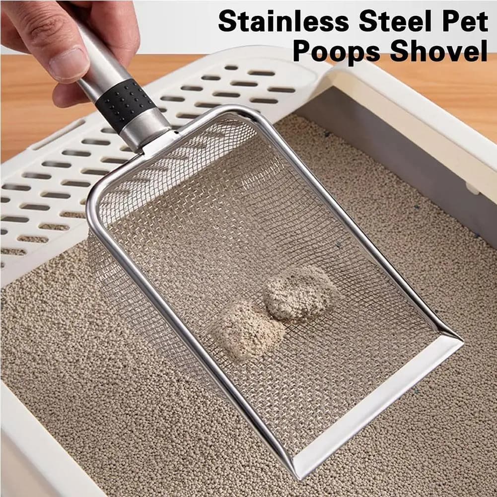 Steel Cat Sand Shovel Fine Pores Pet Poop Shovel For Rabbits Dogs Toilet Cleaning Tools Quick Waste Removal