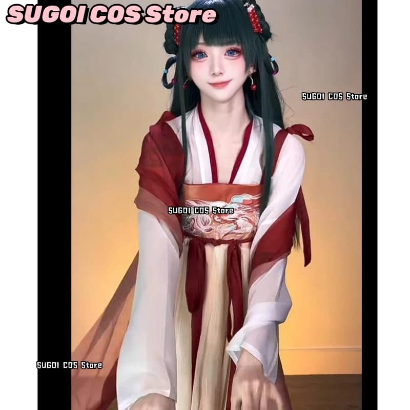 Costume Cosplay abSS^Mao Mao Maomao di The Apothecary Diaries S2, Abito Rosso con Parrucca, Vestito Tradizionale Antico Hanfu Sanfen