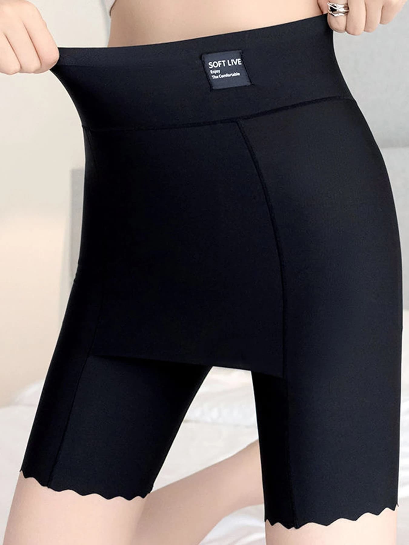 Women's Modest Crotch Cover Safety Shorts, Ice Silk Anti Embarrassment Slip Shorts, High Waist Tummy Control Leggings