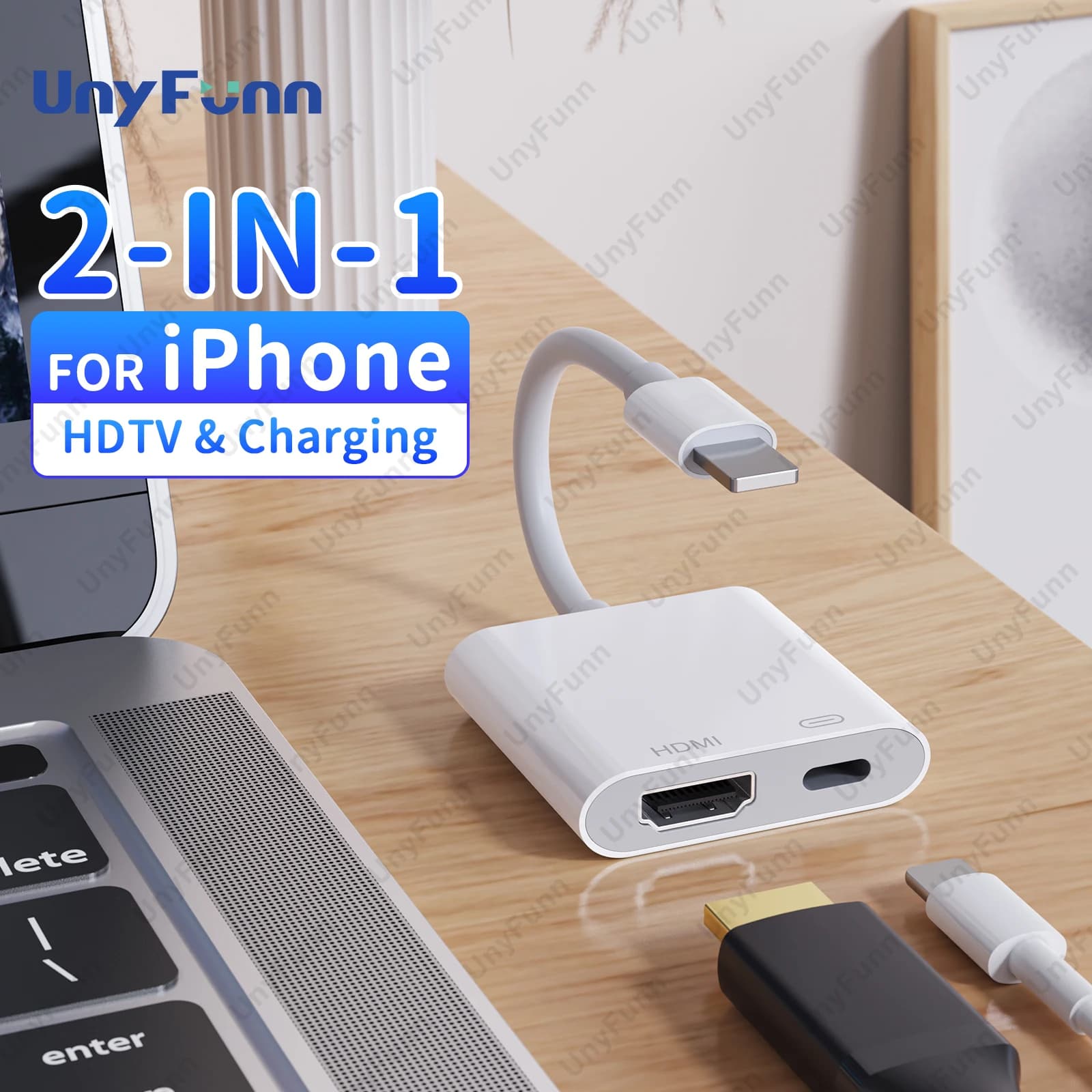 Adattatore AV digitale HDTV Cavo connettore schermo di sincronizzazione HDTV video HD 1080P con porta di ricarica per iPhone 14 13 11 su HDTV/proiettore