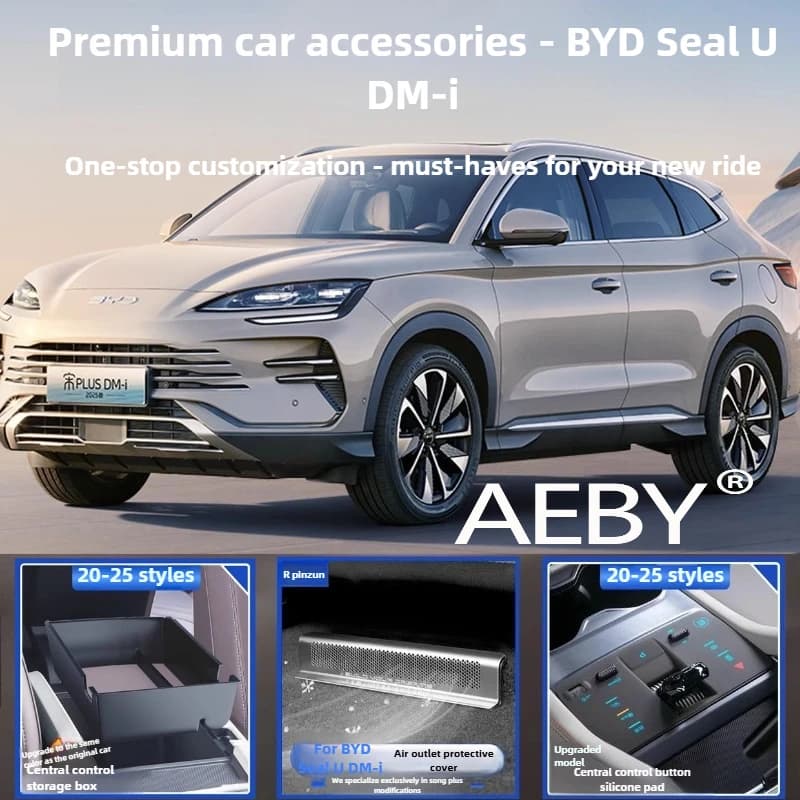 AEBY Per BYD Seal U DM-i 2020-2025 Set comfort interno, set completo con cuscino, kick pad e kit organizer, interno portaoggetti per auto