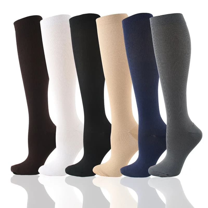 1 paio di calzini a compressione unisex da uomo per alleviare il dolore alle gambe, calze alte mediche al ginocchio, supporto per la pressione, calzini per la circolazione elasticizzata