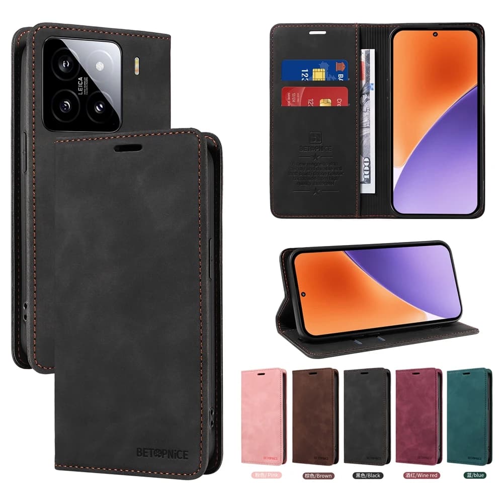 Custodia a portafoglio magnetica con blocco RFID per Xiaomi 15T 15 14T 14 13T 11T 11X 10X Pro Ultra Book Flip Cover in pelle Business