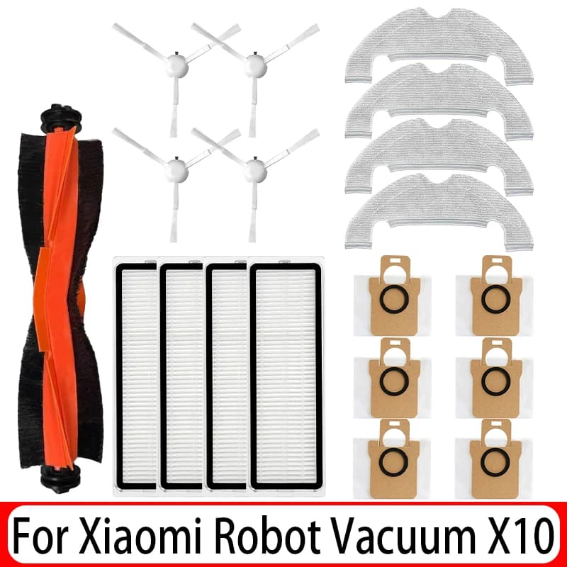 For Xiaomi Robot Vacuum X10 Robot Vacuum Cleaner Parts Replacement Main Side Brush Hepa Filter Mop Cloth Dust Bag Accessories