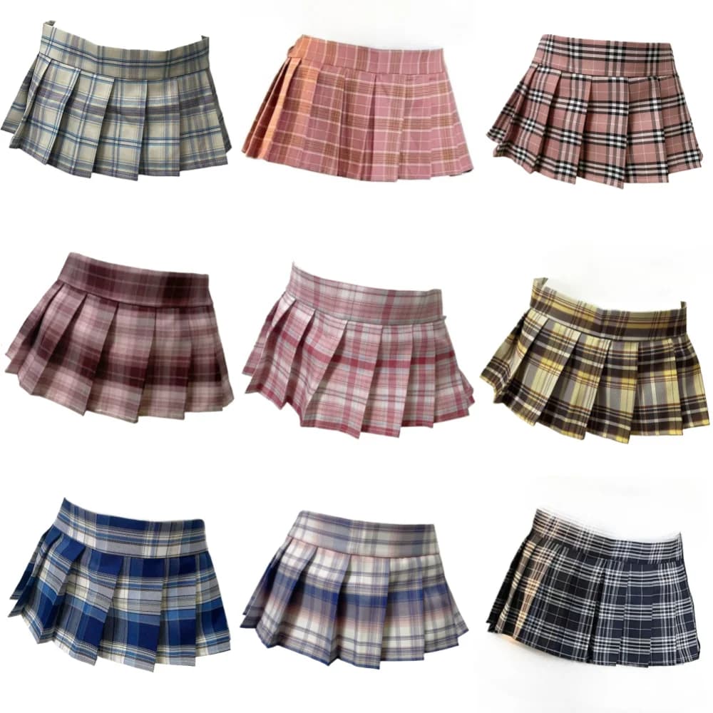Anime Japanese Girl Plaid Pleated Mini Skirt Cosplay Costume Student Cute JK Uniform Role Play Outfits Sexy Role Play Underwear