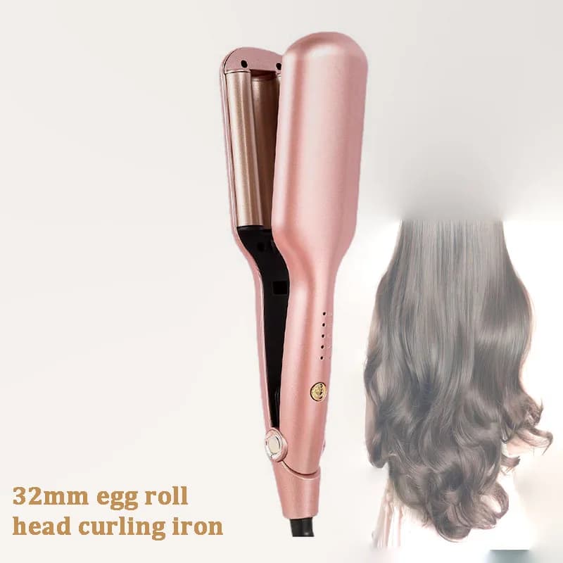Ferro arricciacapelli per capelli con onde in ceramica, stiratura, strumento per lo styling due in uno, rotolo di uova, modello di onde d'acqua, 5 temperature regolabili
