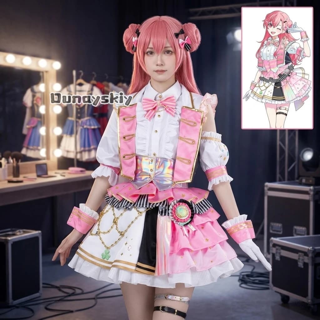 LWW20*Momoi Airi Costume New Idol Uniform Pink Cake Dress Wigs Halloween Christmas Cosplay Game Project Sekai Fifth Anniversary
