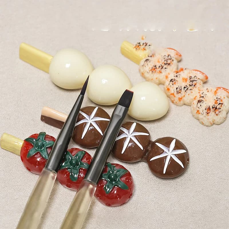 1 pz Portapenne a forma di spiedino BBQ simulato, Divertente supporto per matite a forma di cibo, Porta pennelli 3D in acrilico per nail art, per smalto gel e strumenti di pittura