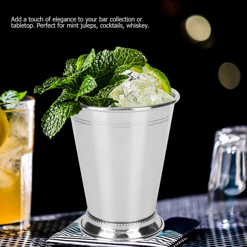 Bicchiere per Cocktail Mojito alla Menta in Acciaio Inox, Finitura Argento, Tazza per Feste, per Birra e Bevande Miste, Uso Domestico e Bar
