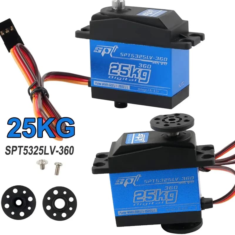 SPT5325LV 25KG Servo digitale Rotazione continua di 360 gradi Ingranaggio in metallo Doppio asse Servo assemblato Parti giocattolo per modello di robot RC