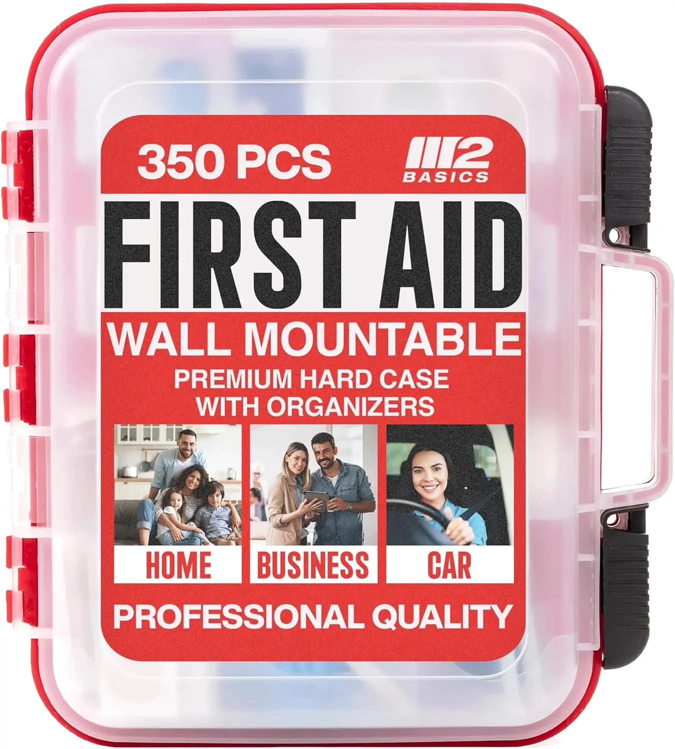 Kit di Pronto Soccorso Professionale da 350 Pezzi con Custodia a Doppio Strato Montabile a Parete per Casa, Auto, Ufficio e Preparazione alle Emergenze