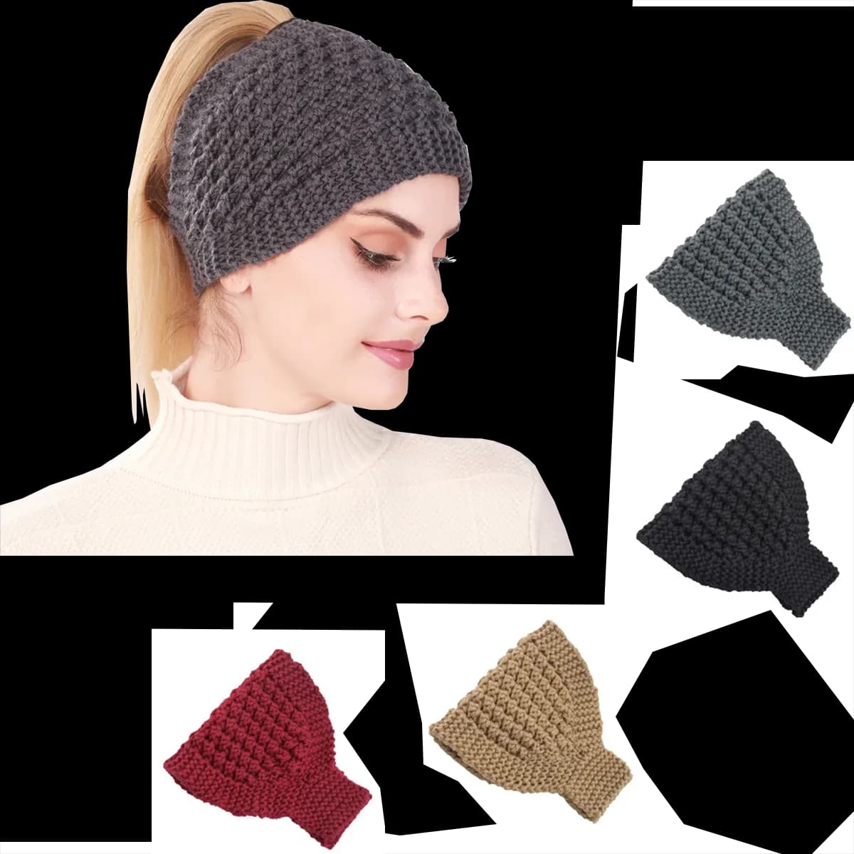 1 Pezzo Turbante Lavorato a Maglia Morbido ed Elastico, Scaldacapo Invernale, Fascia per Capelli Calda da Donna, Sciarpa Turbante Lavorata a Maglia con Motivo Ananas all'Uncinetto per Ragazze