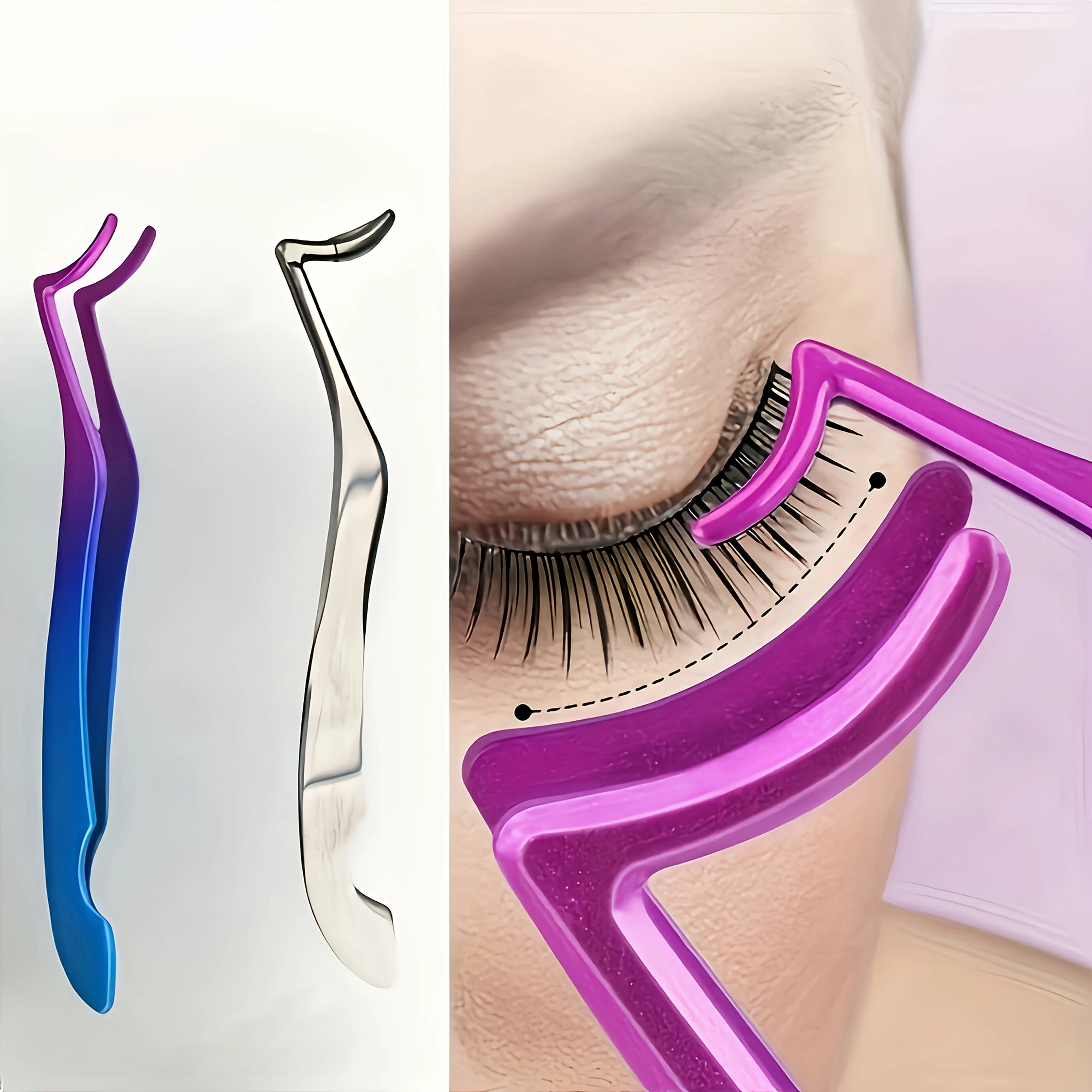 Stainless Steel Fake Eyelashes Clips for Sea Horse Folding Auxiliary Clip Beauty Tool Suitable for Beginners
