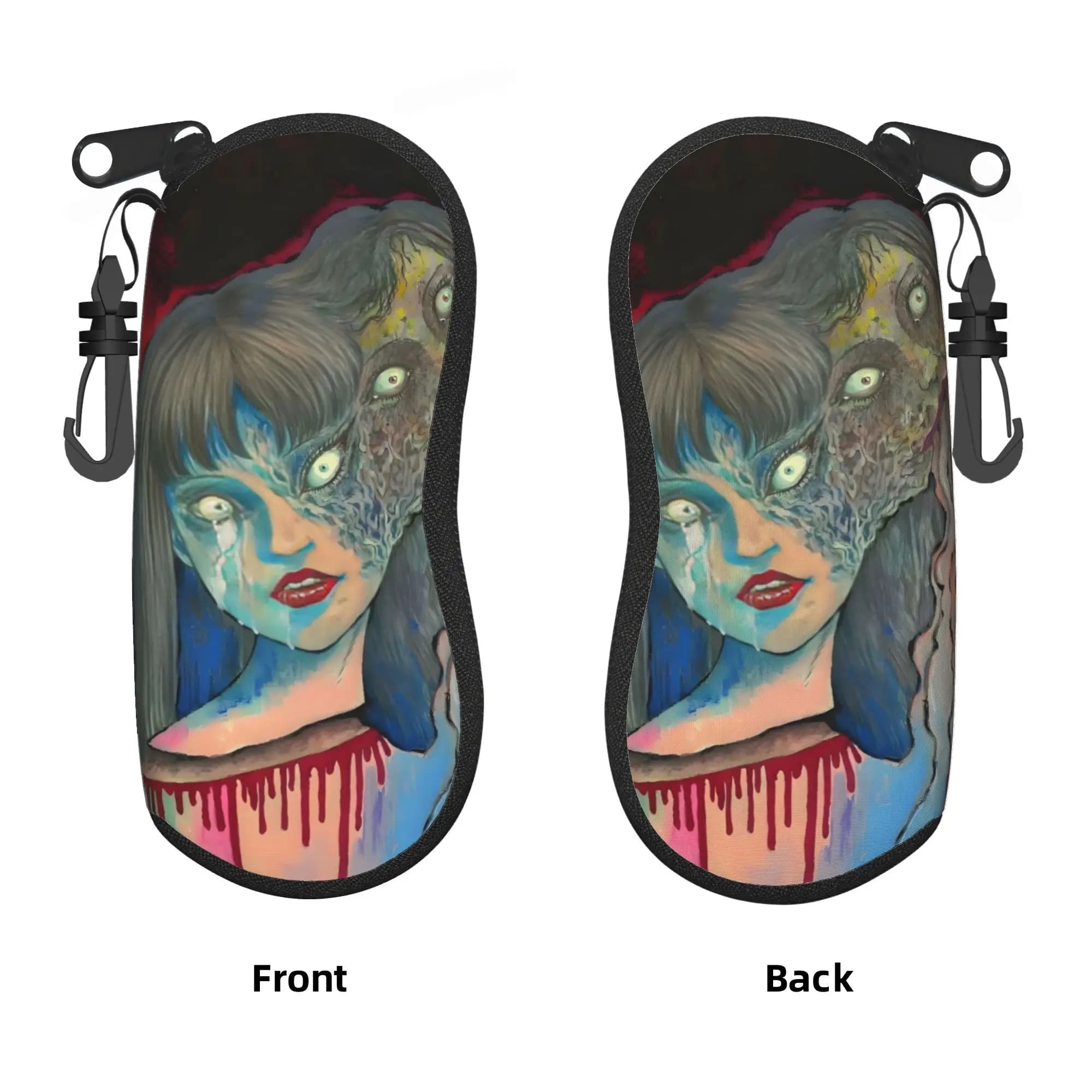 Japan Horror Anime Junji Ito Custodia morbida per occhiali da sole Custodia per occhiali in neoprene con cerniera Custodia protettiva per occhiali