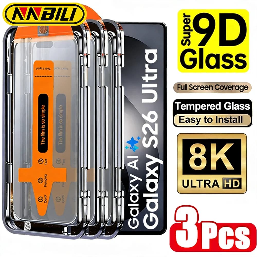 NNBILI 3 pezzi per Samsung Galaxy S26 Ultra S26 S25 S24 S23 S22 S21 Plus Protezione per lo schermo in vetro temperato Installazione con un clic