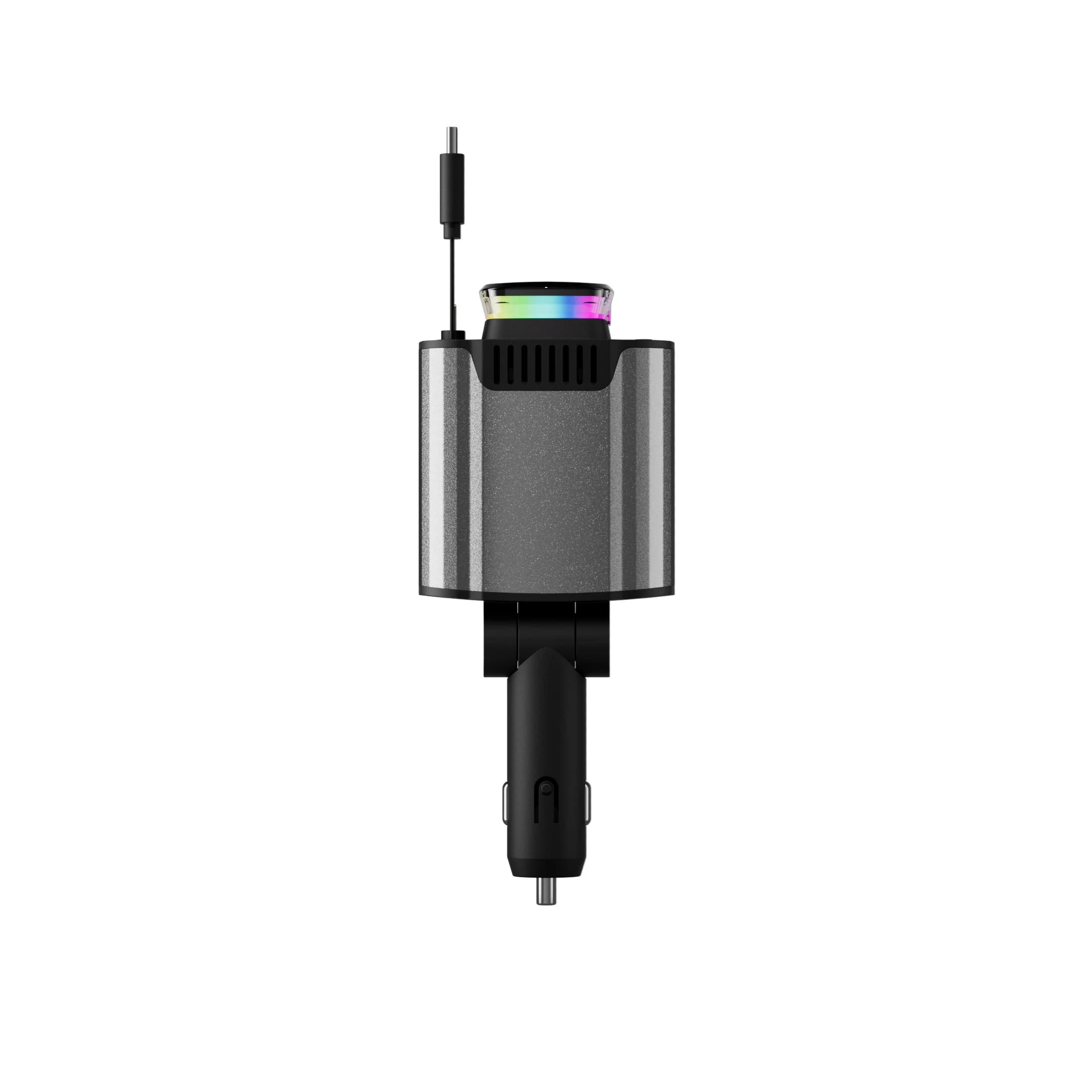Caricabatterie Auto Rapido 6-in-1 da 120W con USB/Type C, Diffusore di Aromi Retrattile, Rompivetro, Cavo Starlight per Tetto