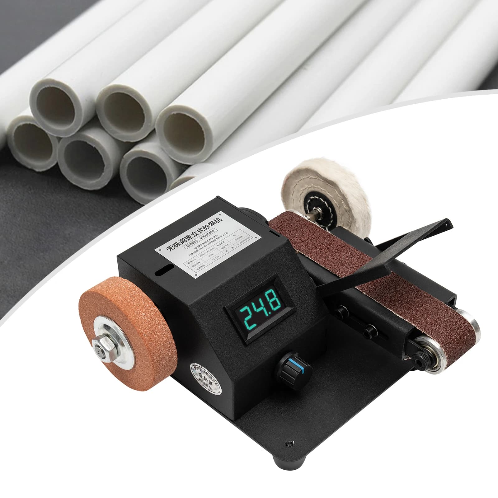 Mini levigatrice a nastro elettrica 350W diametro 70mm fai da te per la creazione di coltelli affilatura di coltelli con nastro abrasivo da 10 pezzi 8500r/min