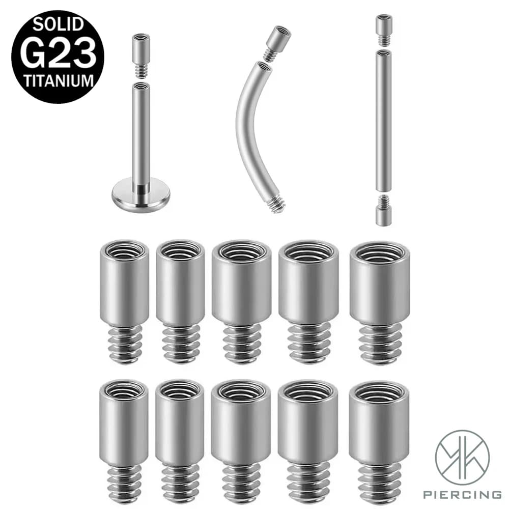 10 Pcs ASTM F136 Titanium Internal Thread Extension Nail for 0.9-1.2mm Threaded Base Skin Surface Barbell Body Piercing