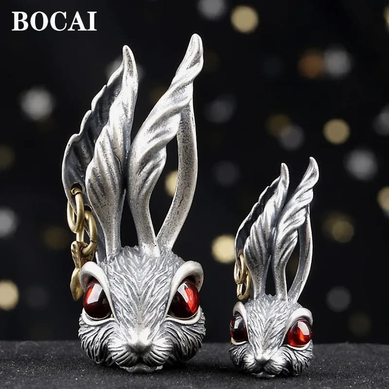 Orecchini a bottone in argento sterling S925 per le donne Semplice orecchio grande Coniglio intarsiato Zircone Orecchini a bottone Anelli pendenti Commercio all'ingrosso di gioielli
