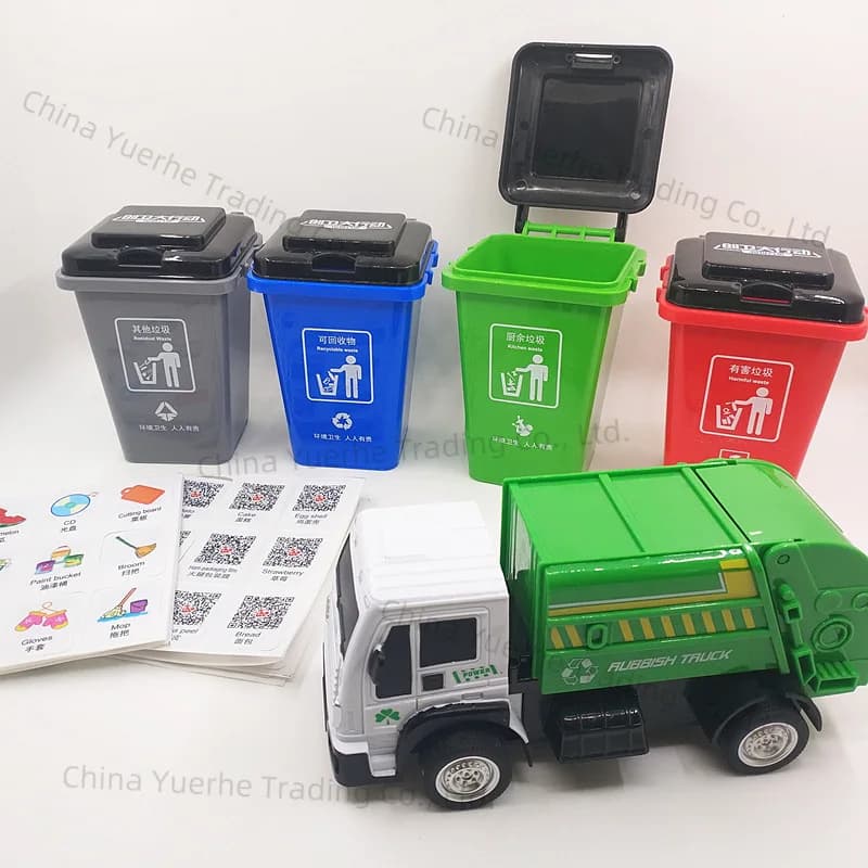 Classificazione dei rifiuti, sussidi didattici, bidoni della spazzatura 3-6 anni 5 accessori interattivi, auto inerziale ecologica