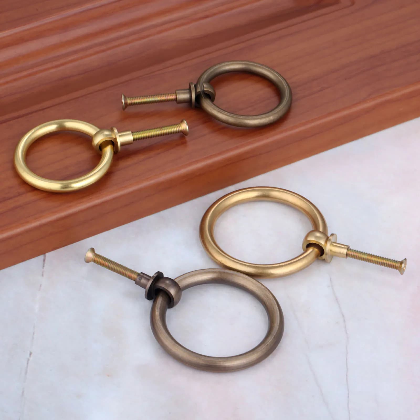 1 pz 40mm/50mm scatole di gioielli Vintage manopole ad anello mobili armadio cassetto armadio armadio porta tira maniglia ottone/bronzo antico