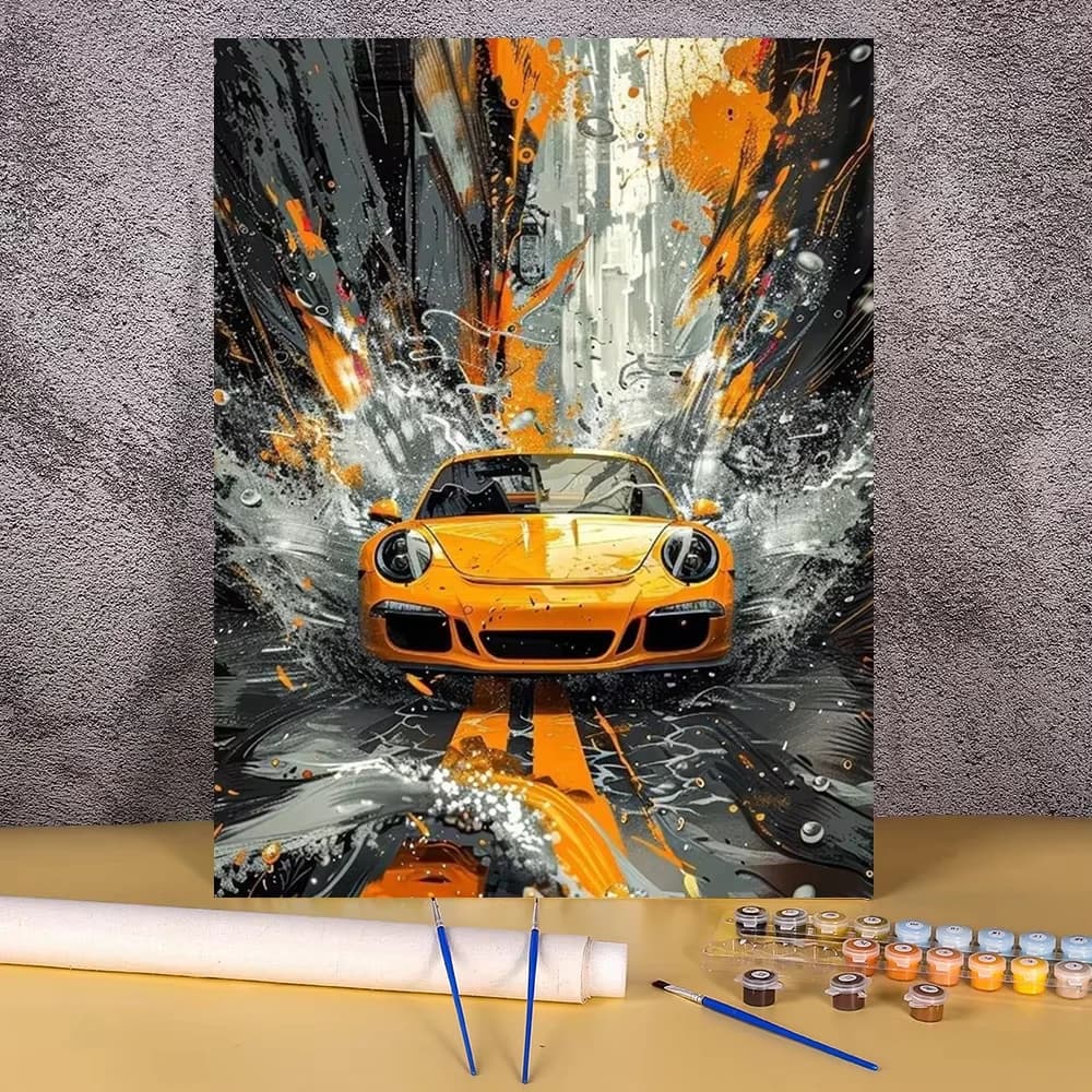 Acrylic Paint By Numbers Red Sports Car Painting By Numbers on Canvas Coloring By Number for Adults Paint Digital Art