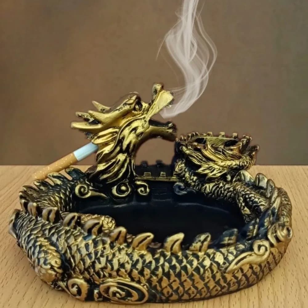 Creative Resin Dragon Portable Ashtray, Cigaratte Cigar Ashtray Desk Decor Ornaments for Household Living Room Bedside Office