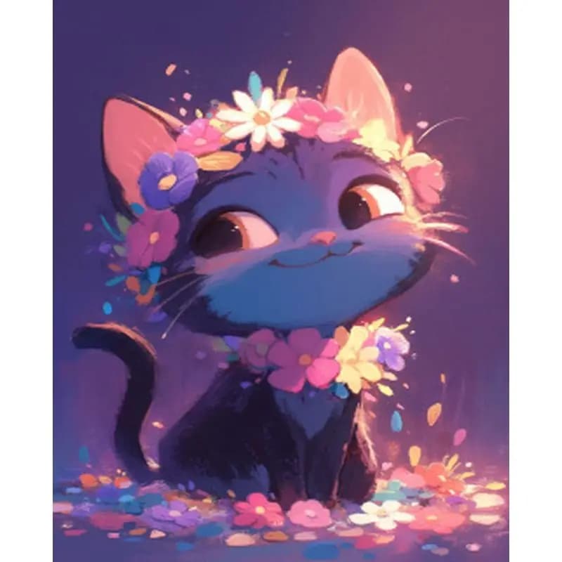 PhotoCustom Animal Painting By Numbers For Handicrafts Cute Black Cat Acrylic Paints By Number For Adults Home Decors Unique Gif