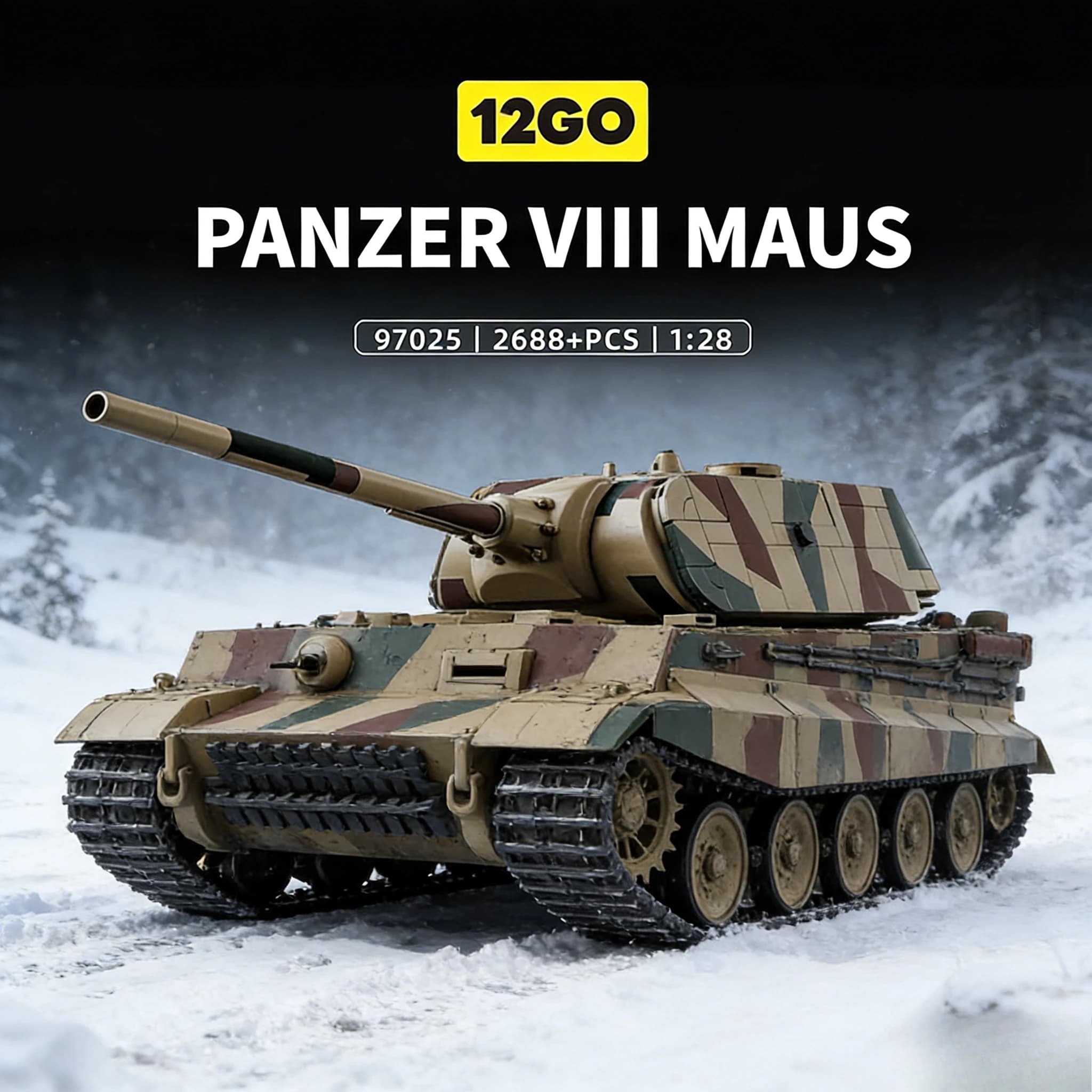 2688 Pezzi Modello Creativo di Carro Armato Pesante della Seconda Guerra Mondiale, Scala 1:28, Veicolo Militare, Kit di Montaggio Fai-da-Te, Giocattolo per Ragazzi