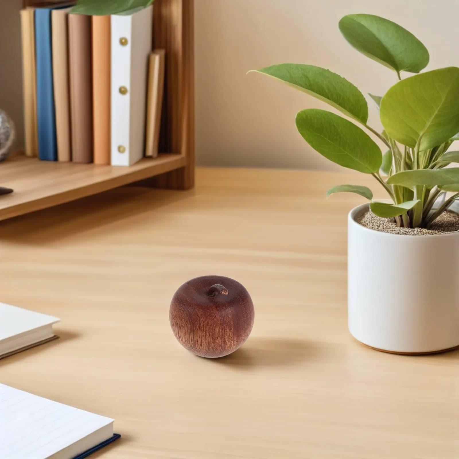 Set di 4 Diffusori di Oli Essenziali in Legno a Forma di Frutta, Blocchi di Legno Artigianali per Aromaterapia, per Casa, Ufficio e Auto