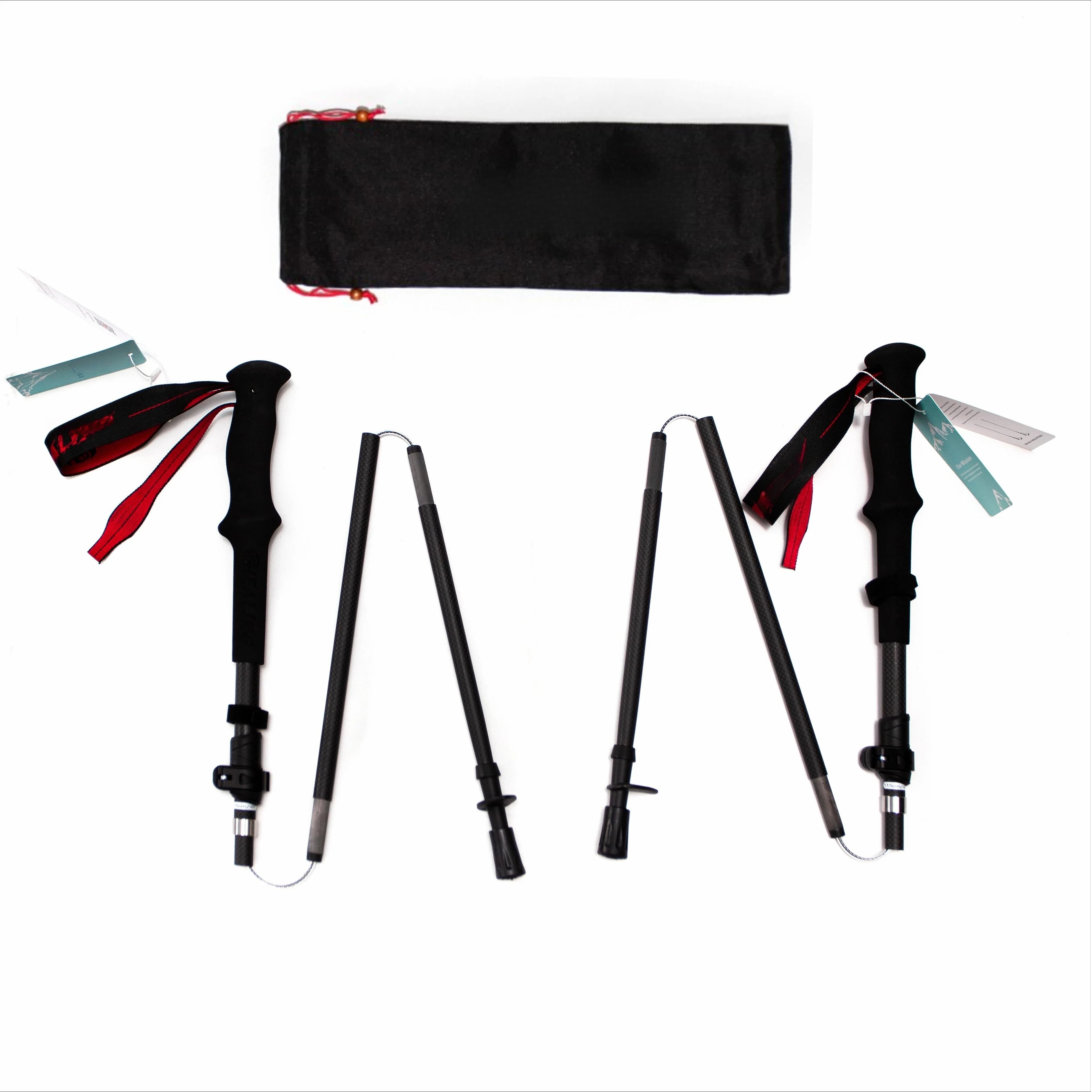 Bastone da Trekking Leggero in Fibra di Carbonio 3K, Retrattile e Pieghevole in 5 Sezioni, 115CM~135CM
