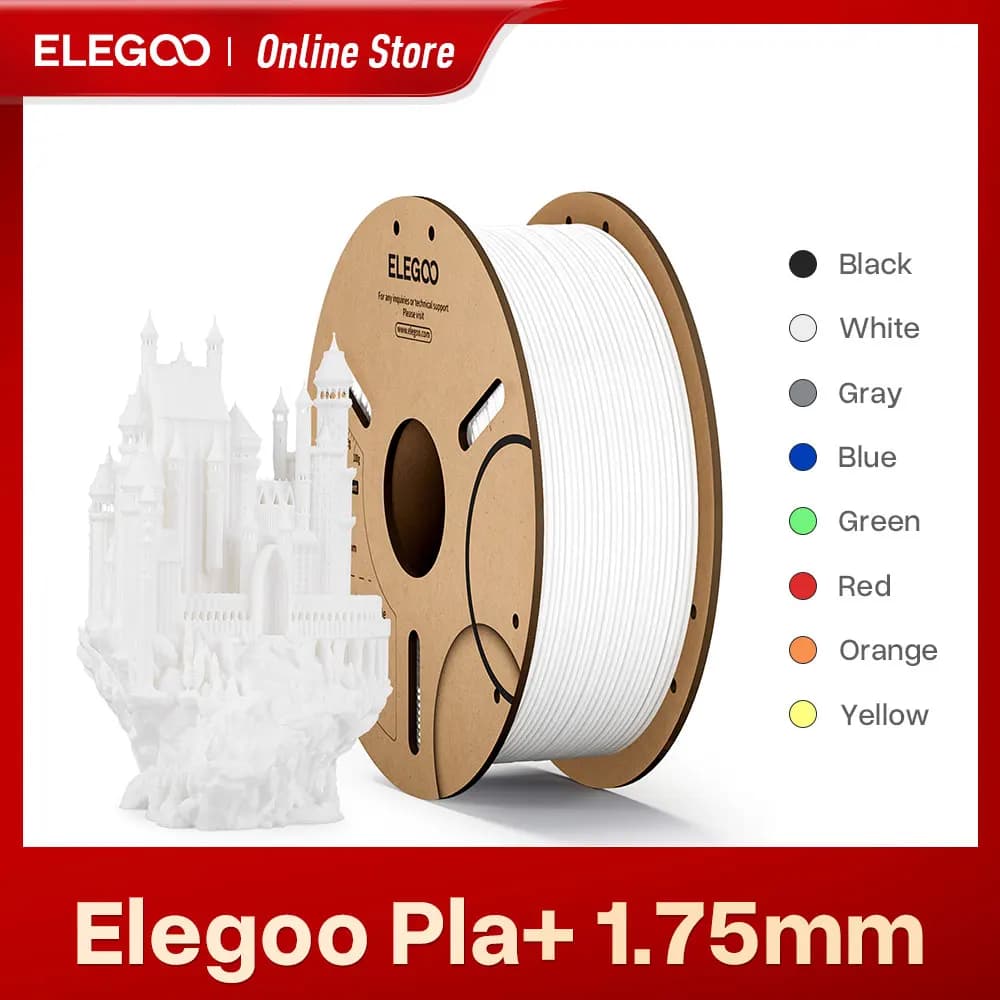 ELEGOO PLA+ Filament PLA 3D from 1.75 mm for 3D printer consumables Compatible with most FDM printers (1 kg/bobin, 2,2 pounds)