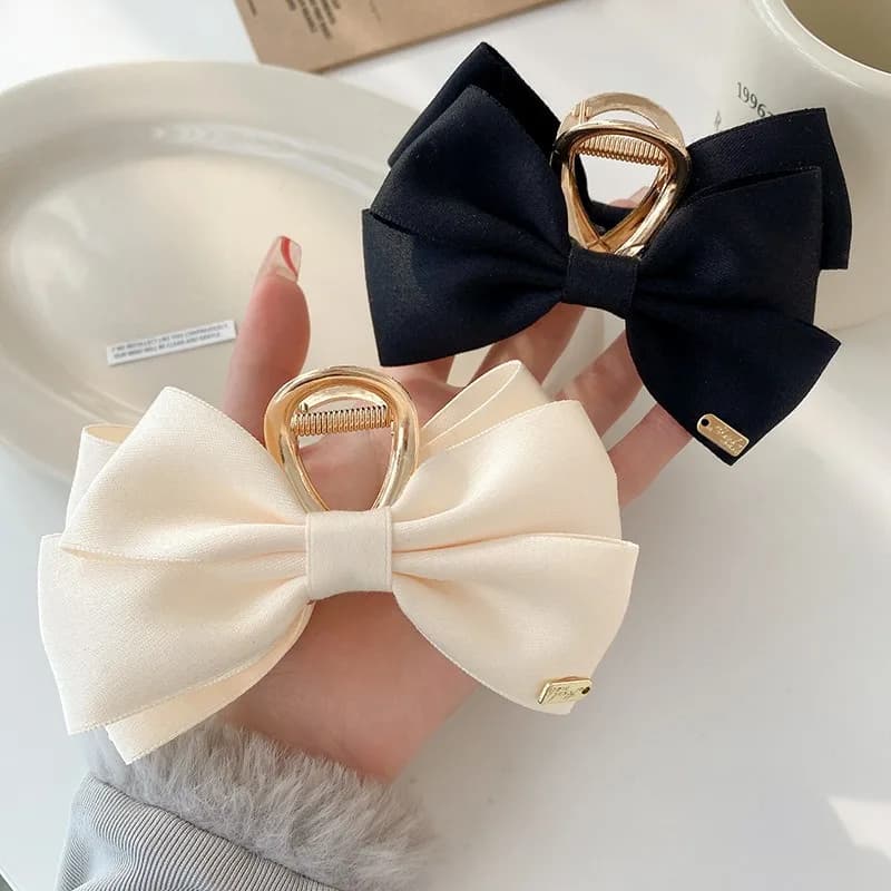 Fermaglio per capelli a pinza in lega satinata con fiocco, design a croce oversize, lusso ed eleganza, 13 cm, extra large per l'attaccatura dei capelli