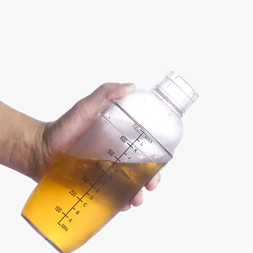 Set di 4 shaker per cocktail in plastica trasparente, shaker per bevande da bar con scala graduata, mixer con filtro anti-perdita antiscivolo per bar domestico